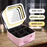 کیف لوازم آرایش آینه دار LED با جداکننده قابل تنظیم