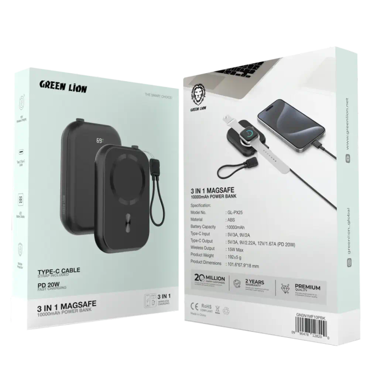 پاوربانک سه کاره گرین لاین مدل MagSafe