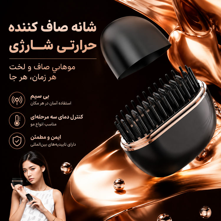 برس حرارتی شارژی جیبی صافکننده و حالتدهنده مو