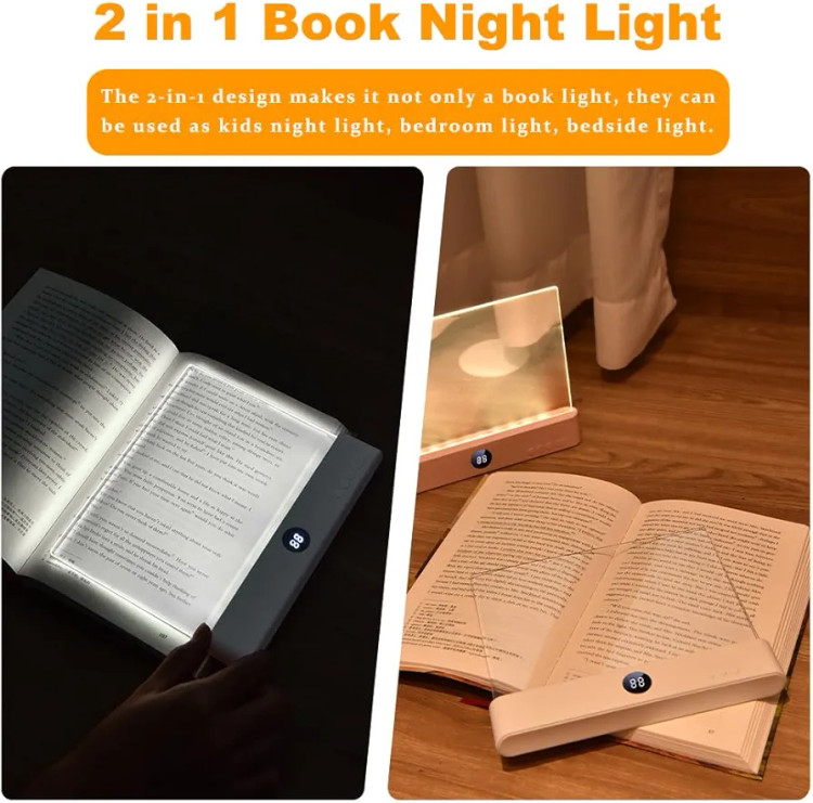 چراغ مطالعه کتاب شارژی 2 در 1 با پنل شفاف LED