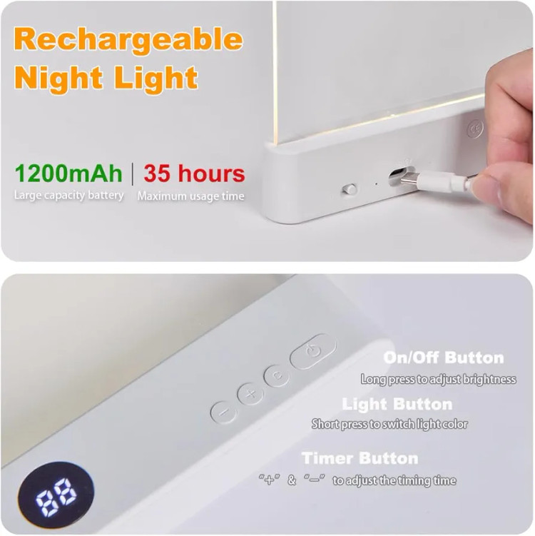 چراغ مطالعه کتاب شارژی 2 در 1 با پنل شفاف LED